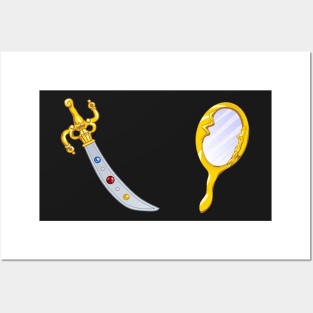 Space Sword & Deep Aqua Mirror Posters and Art